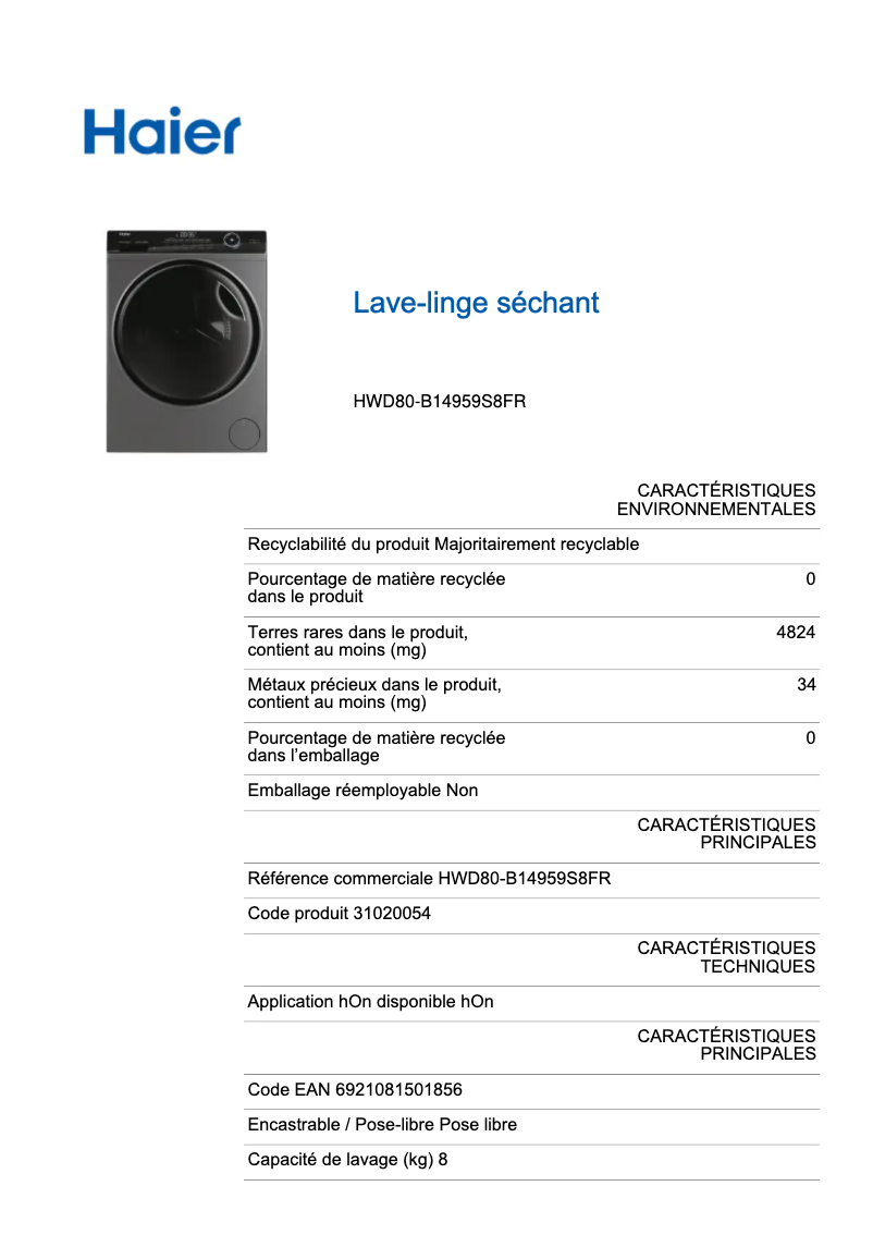 Imagen de la primera página del manual del dispositivo HWD80-B14959S8EU1