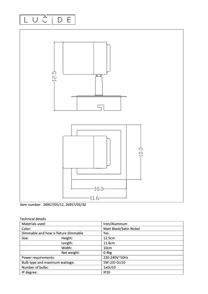 Image de la première page du manuel de l'appareil Lennert 26957/05/12