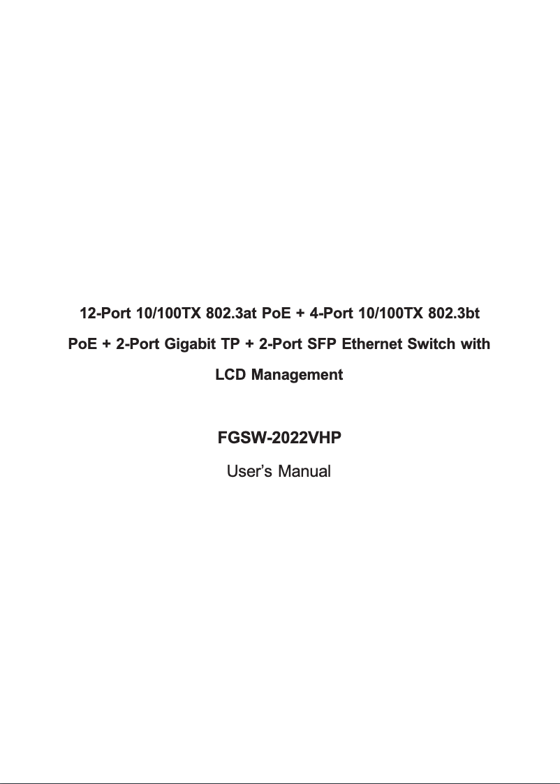 Page n°1 - Manuel utilisateur Planet FGSW-2022VHP