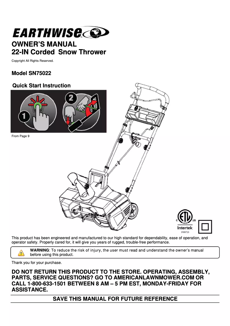 Image de la première page du manuel de l'appareil SN75022