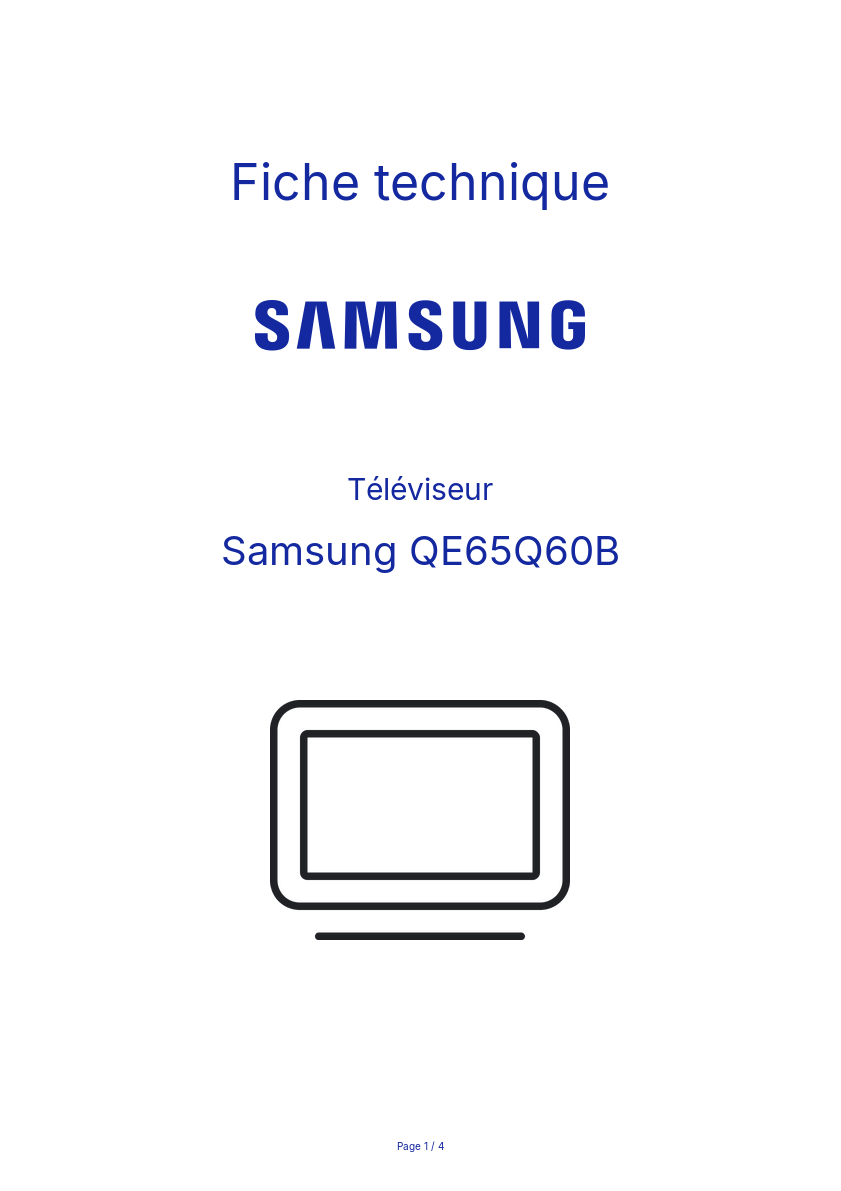 Page n°1 - Fiche technique Samsung QE65Q60B