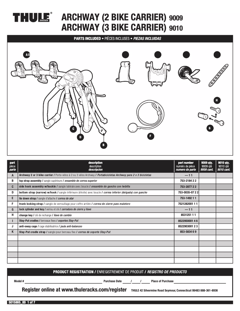 Página 1 del manual Manual de usuario Thule Archway 9009