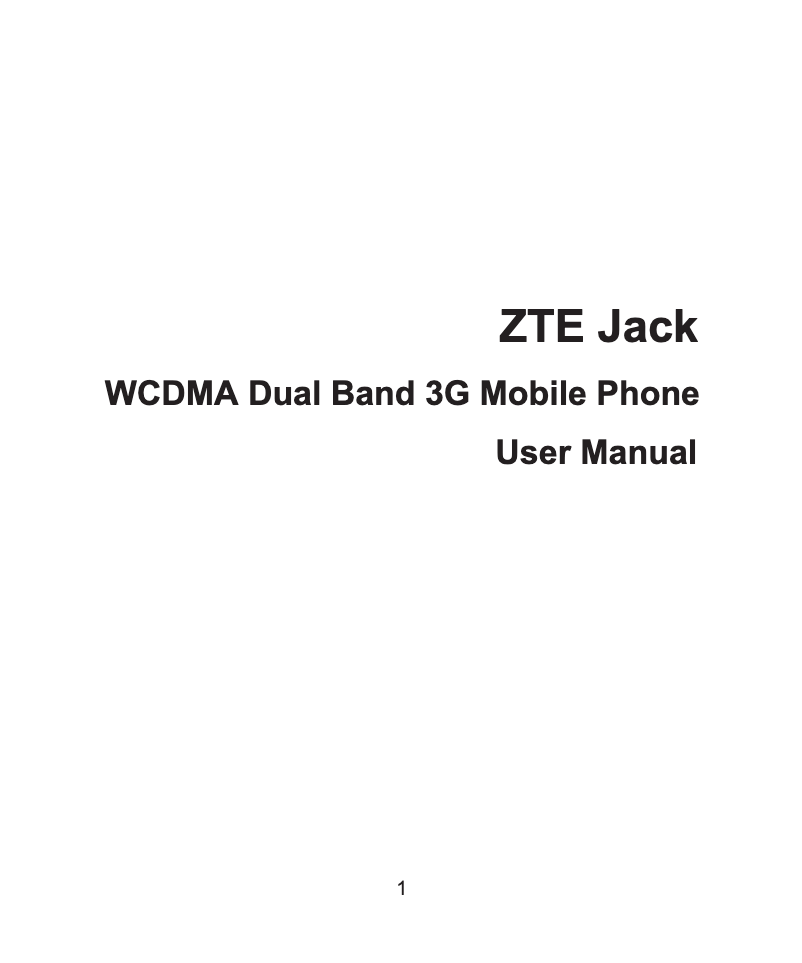 Page 1 de la notice Manuel utilisateur ZTE Jack