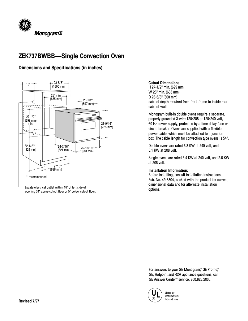 First page image of the manual for ZEK737BWBB