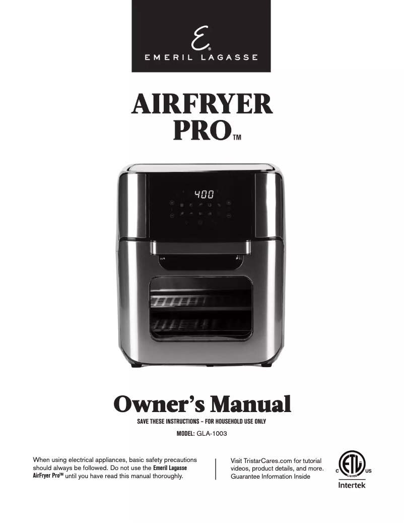 Image de la première page du manuel de l'appareil AirFryer Pro GLA-1003