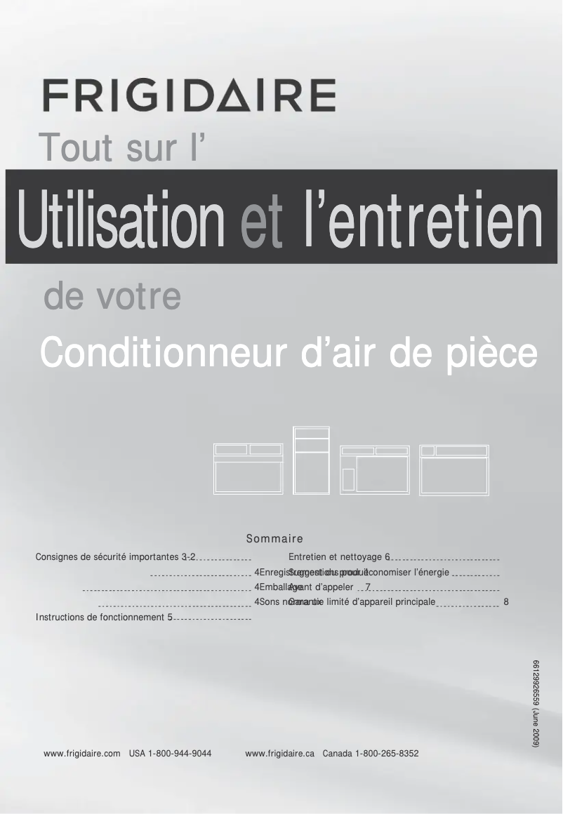 Page 1 de la notice Manuel utilisateur Frigidaire FFRA051ZAE