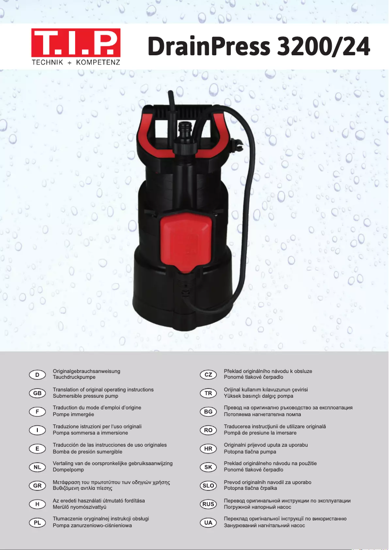 Page 1 de la notice Manuel utilisateur T.I.P. DrainPress 3200/24