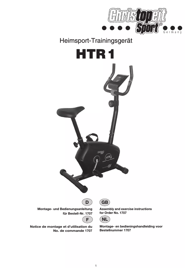 Page n°1 - Manuel utilisateur Christopeit HTR 1