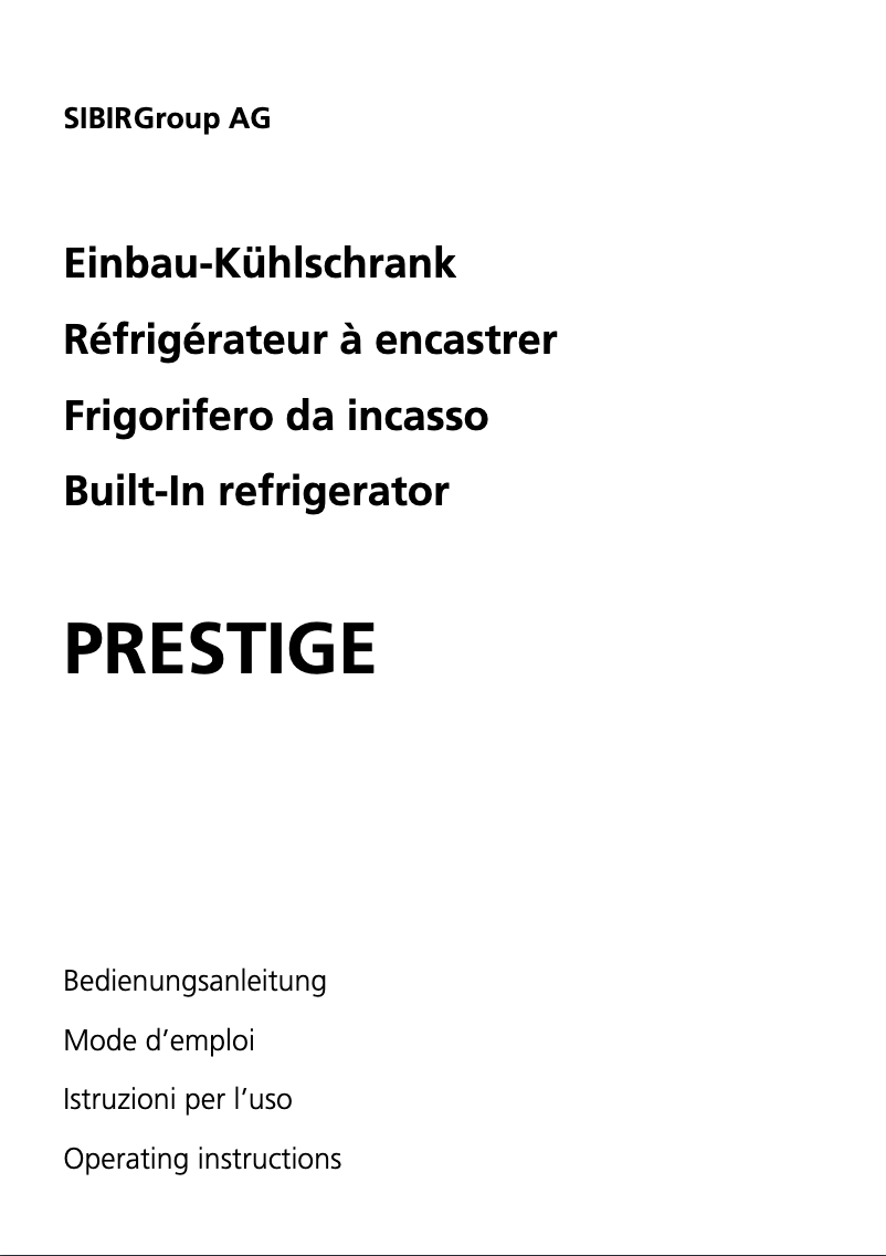 Image de la première page du manuel de l'appareil Prestige Eco/60 Swiss