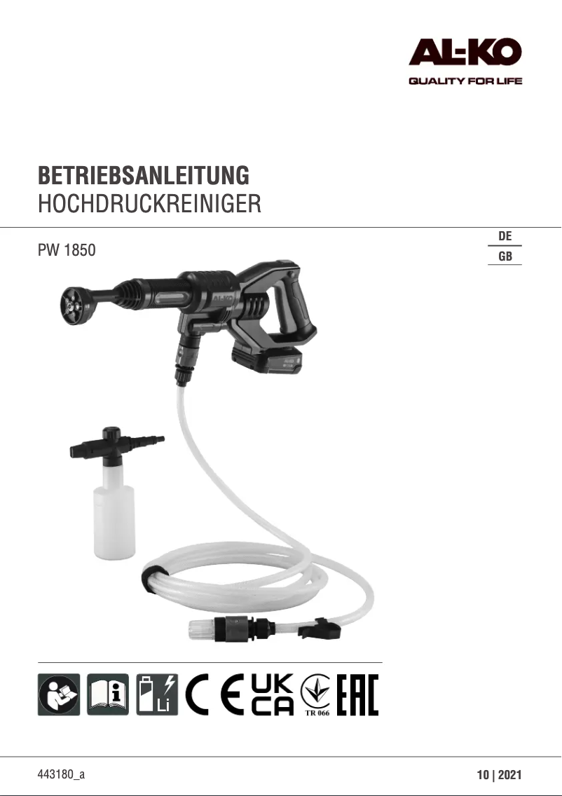 Image de la première page du manuel de l'appareil PW 1850