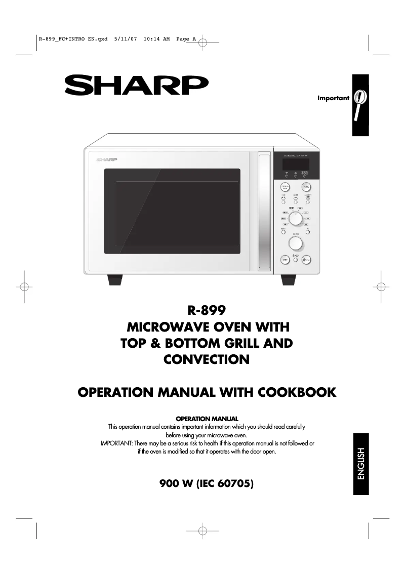 Page 1 de la notice Manuel utilisateur Sharp R899W