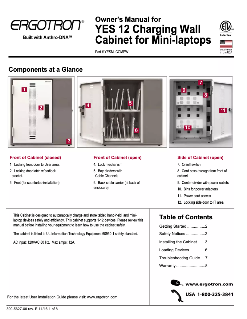 Image de la première page du manuel de l'appareil YES12