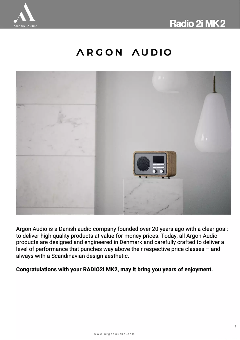 Página 1 del manual Manual de usuario Argon Radio 2i MK2