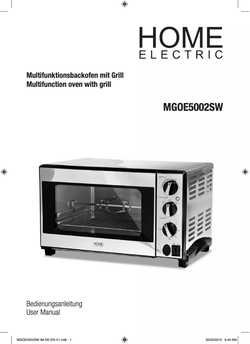 Página 1 del manual Manual de usuario Home Electric MGOE5002SW