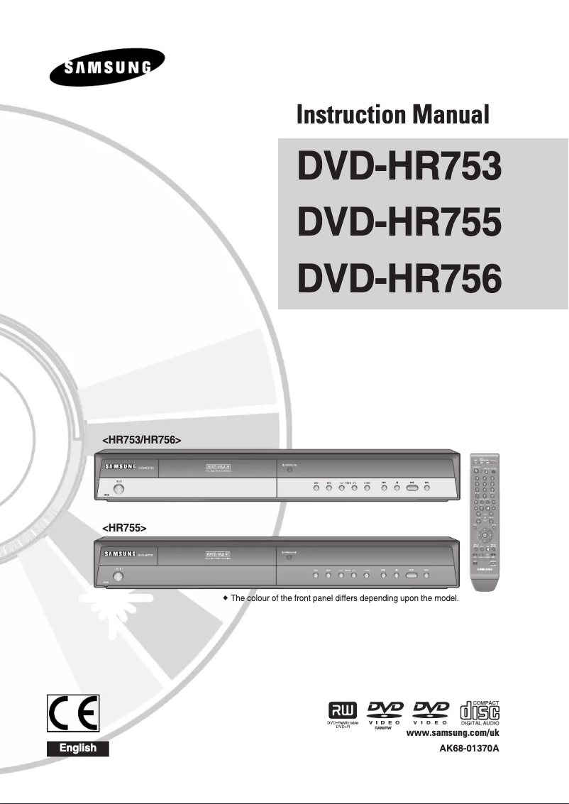 Page n°1 - Manuel utilisateur Samsung DVD-HR753