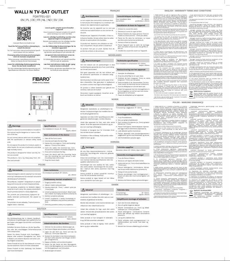 Página 1 del manual Manual de usuario Fibaro Walli N TV-SAT Outlet