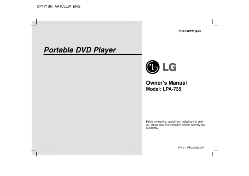 Page n°1 - Manuel utilisateur LG DP171BN