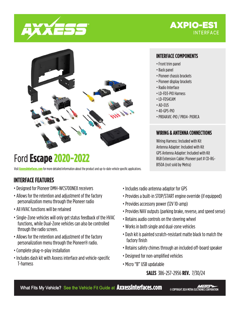 Page 1 de la notice Fiche technique AXESS AXPIO-ES1