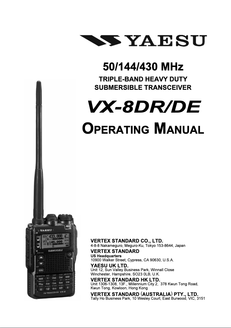 Página 1 del manual Manual de usuario Yaesu VX-8DE