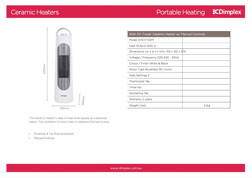 First page image of the manual for DHCHT20M