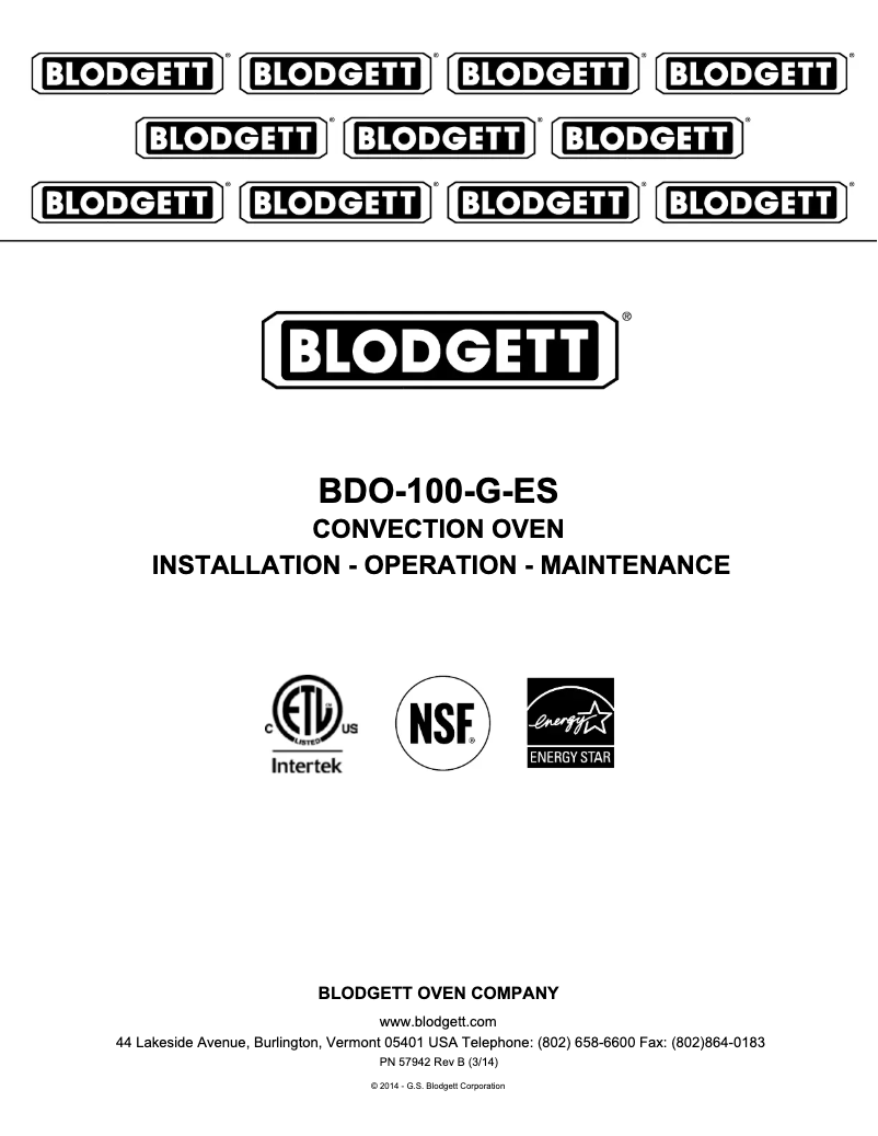 Image de la première page du manuel de l'appareil BDO-100-G-ES