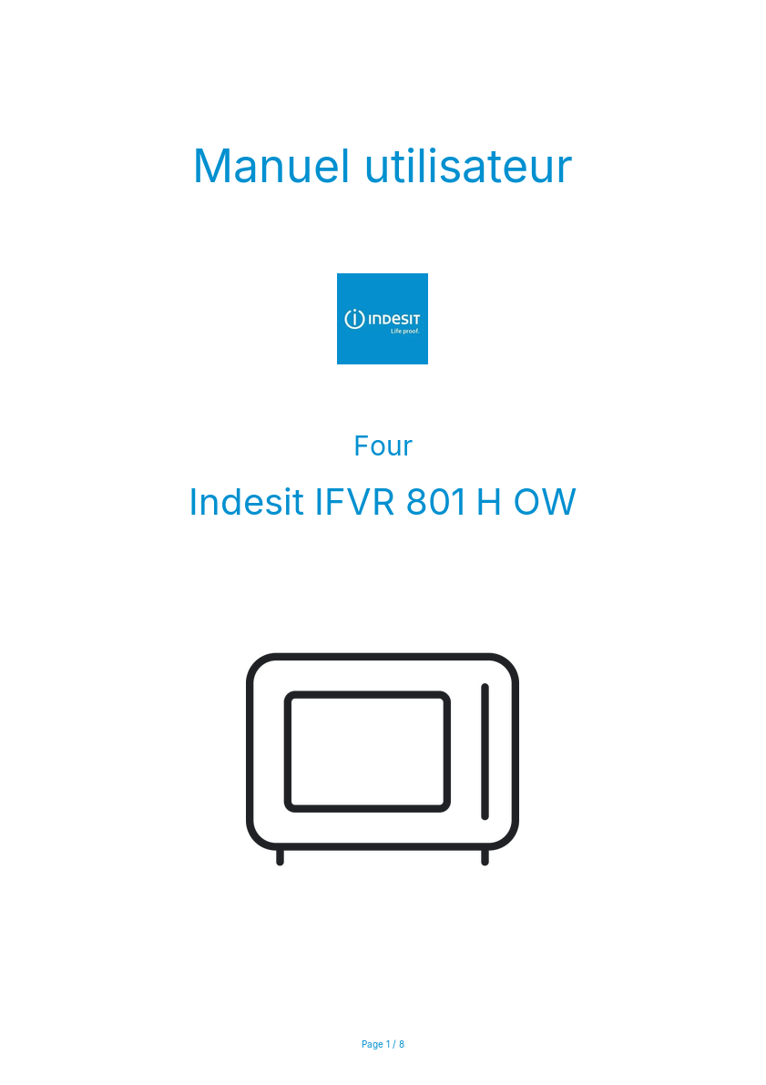 Page n°1 - Manuel utilisateur Indesit IFVR 801 H OW
