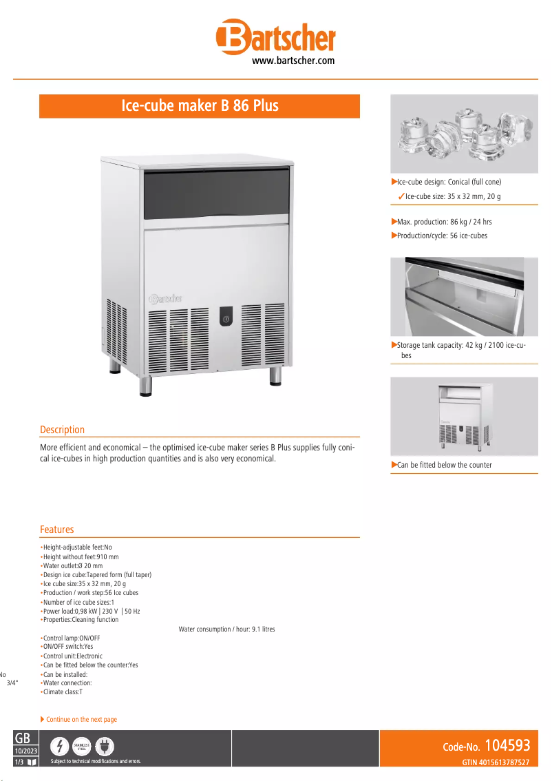 Image de la première page du manuel de l'appareil B 86 Plus 104593