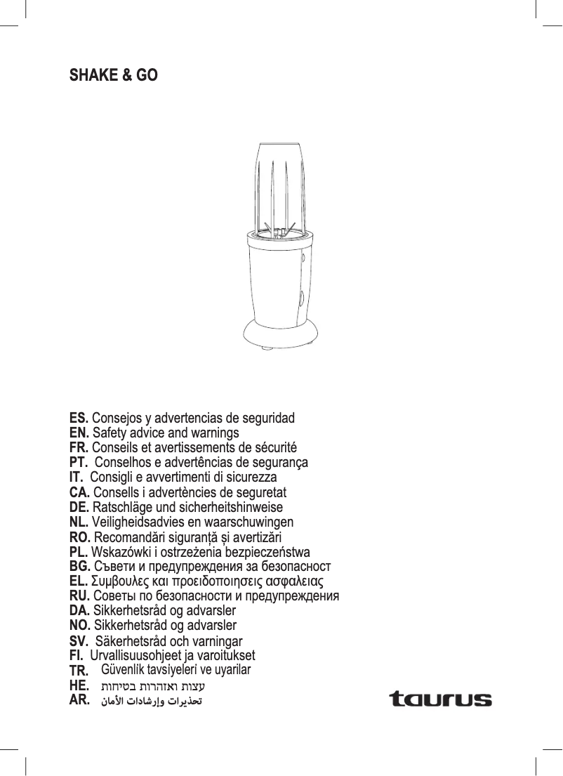 Page 1 de la notice Manuel utilisateur Taurus Shake & Go