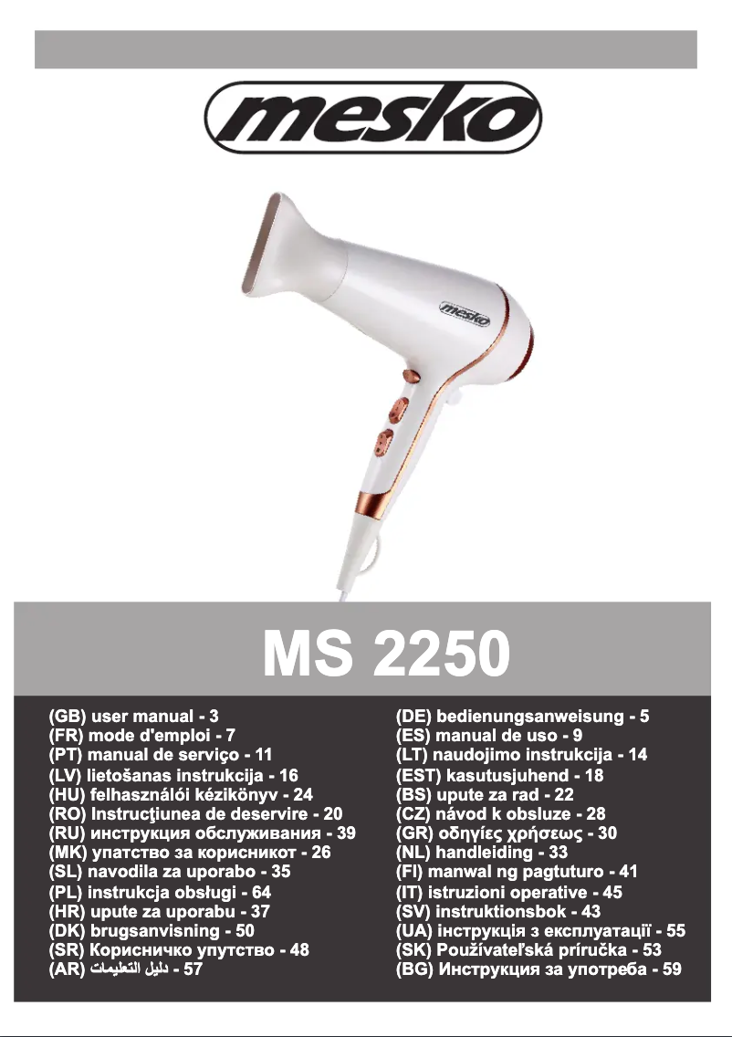 Page n°1 - Manuel utilisateur Mesko MS 2250