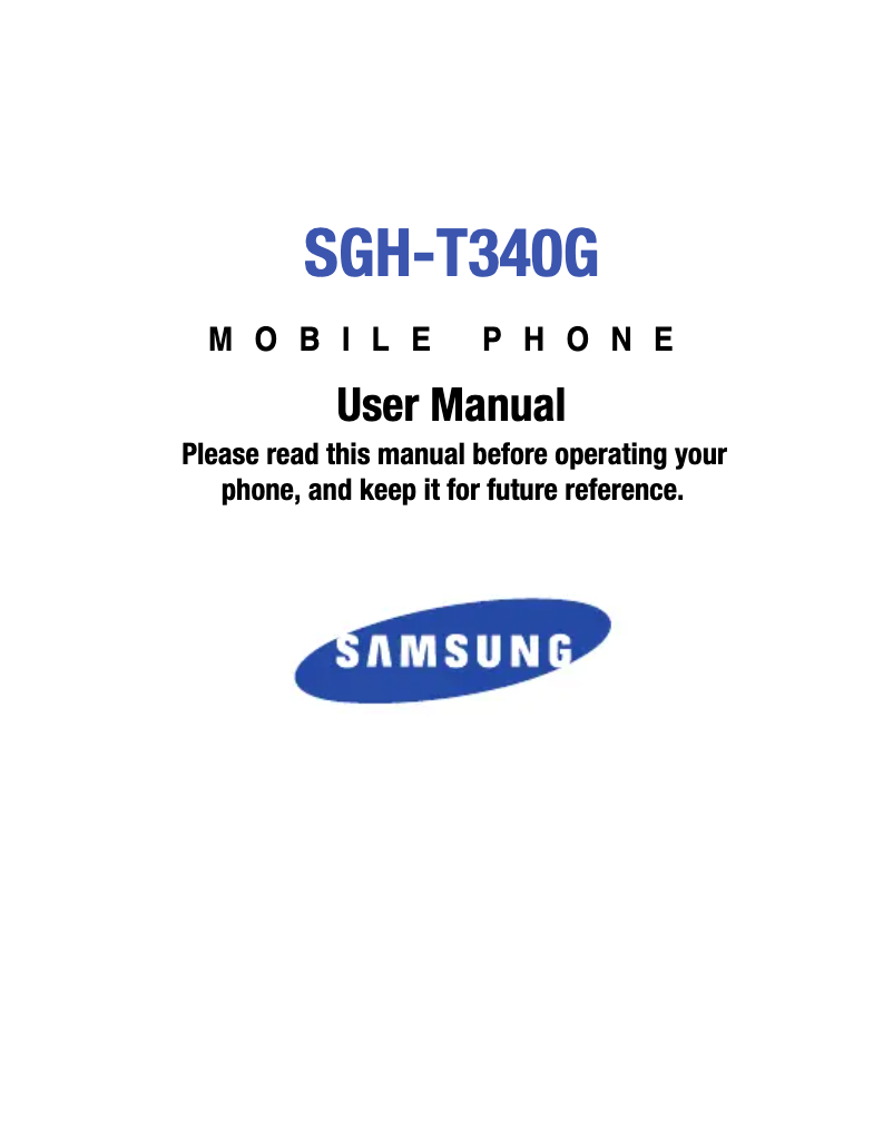 Page 1 de la notice Manuel utilisateur Samsung SGH-T340G