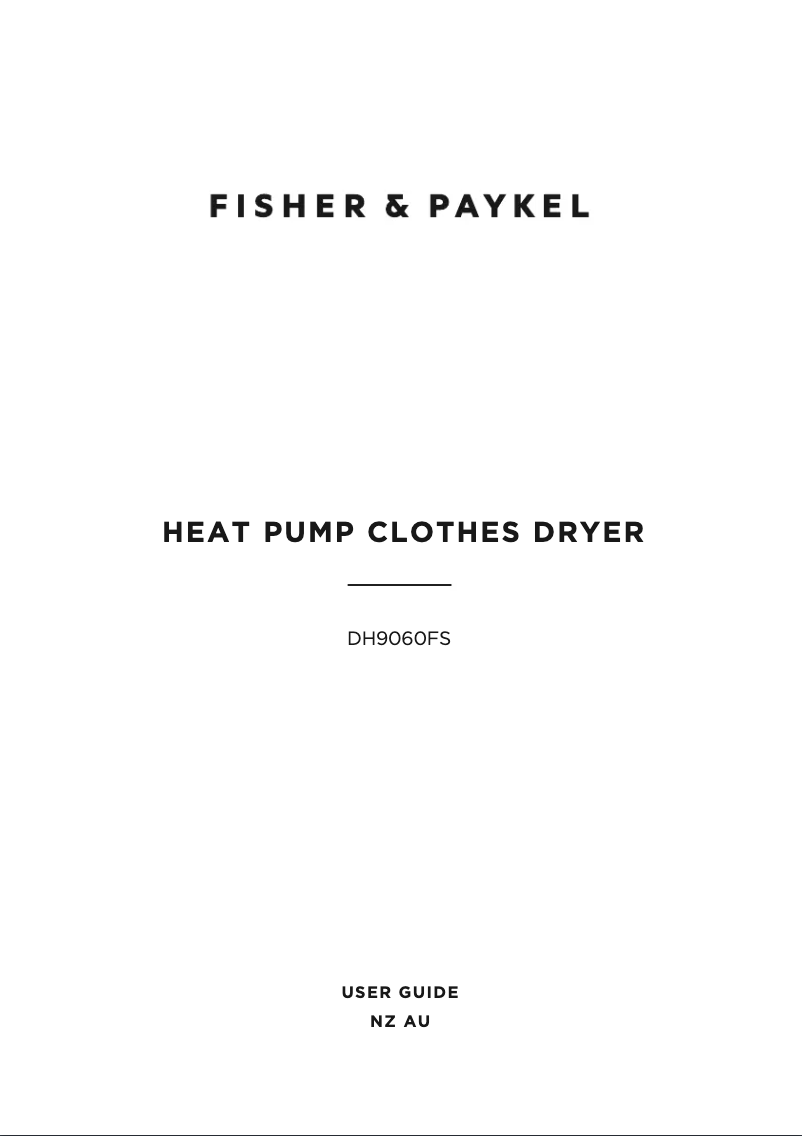 Page 1 de la notice Manuel utilisateur Fisher & Paykel DH9060FS1