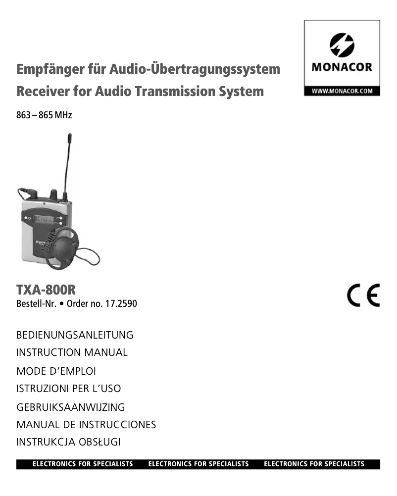 Image de la première page du manuel de l'appareil TXA-800R