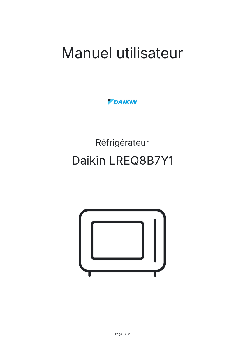 Page n°1 - Manuel utilisateur Daikin LREQ8B7Y1