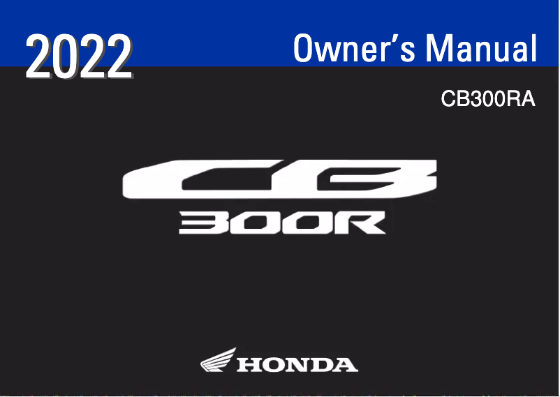 Page 1 de la notice Manuel utilisateur Honda CB300R (2022)
