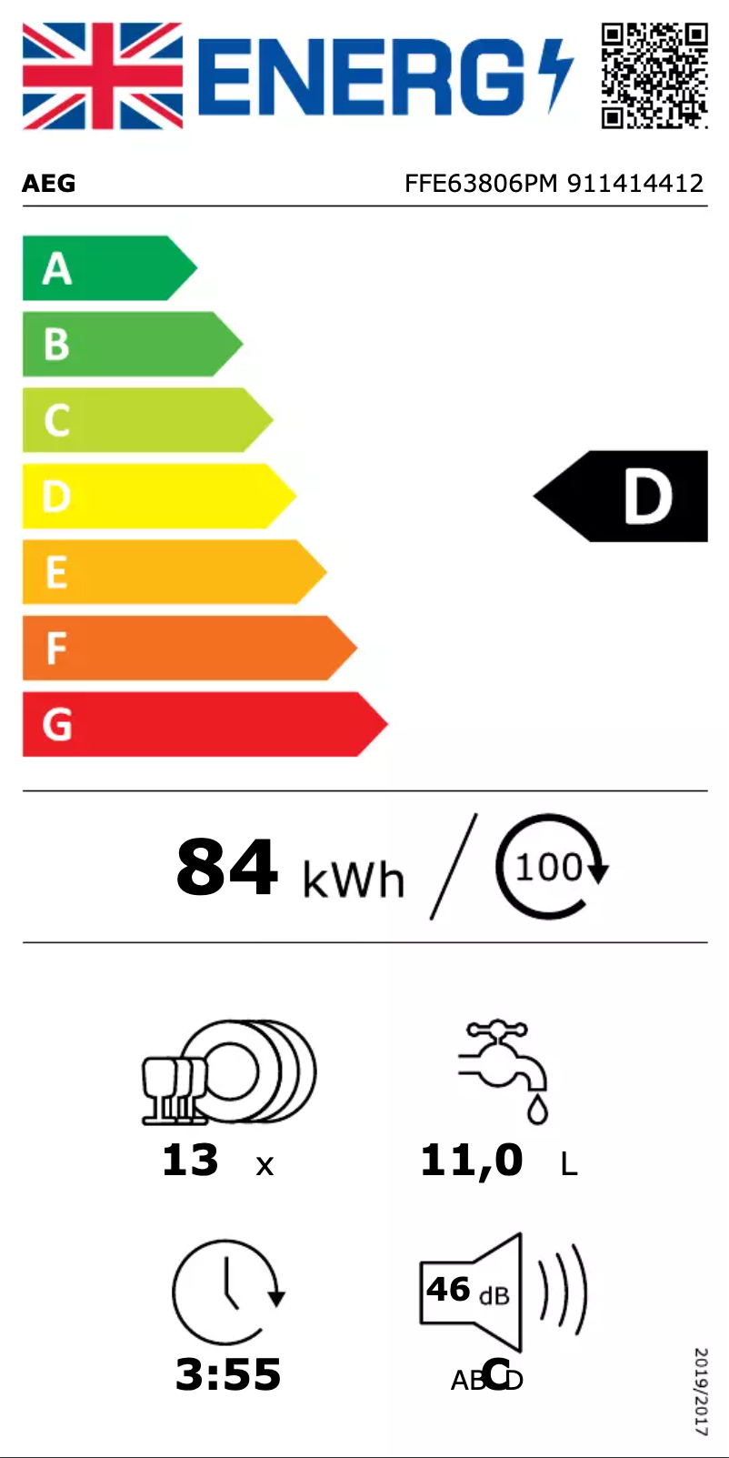 Page n°1 - Label énergétique AEG FFE63806PM