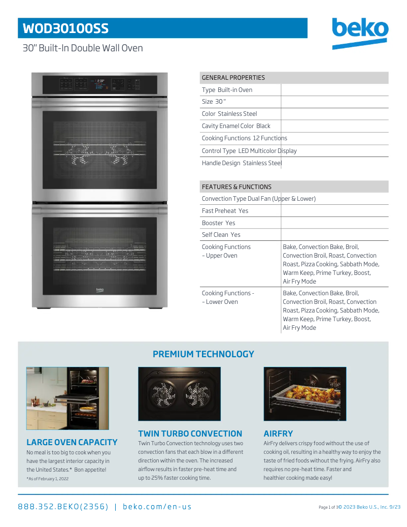 Image de la première page du manuel de l'appareil WOD30100SS