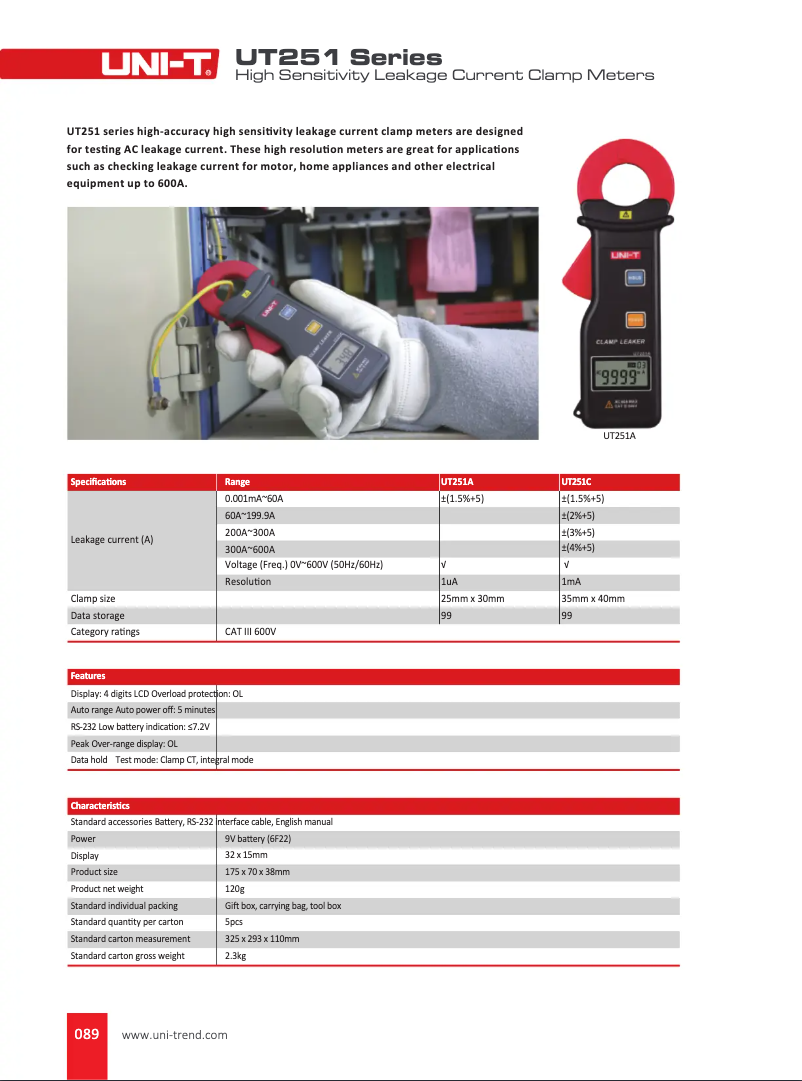 Page n°1 - Manuel utilisateur Uni-T UT251C