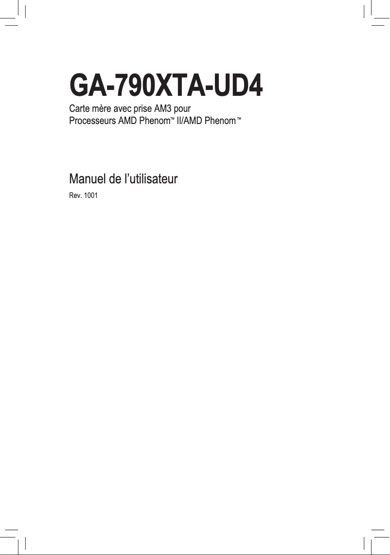 Image de la première page du manuel de l'appareil GA-790XTA-UD4