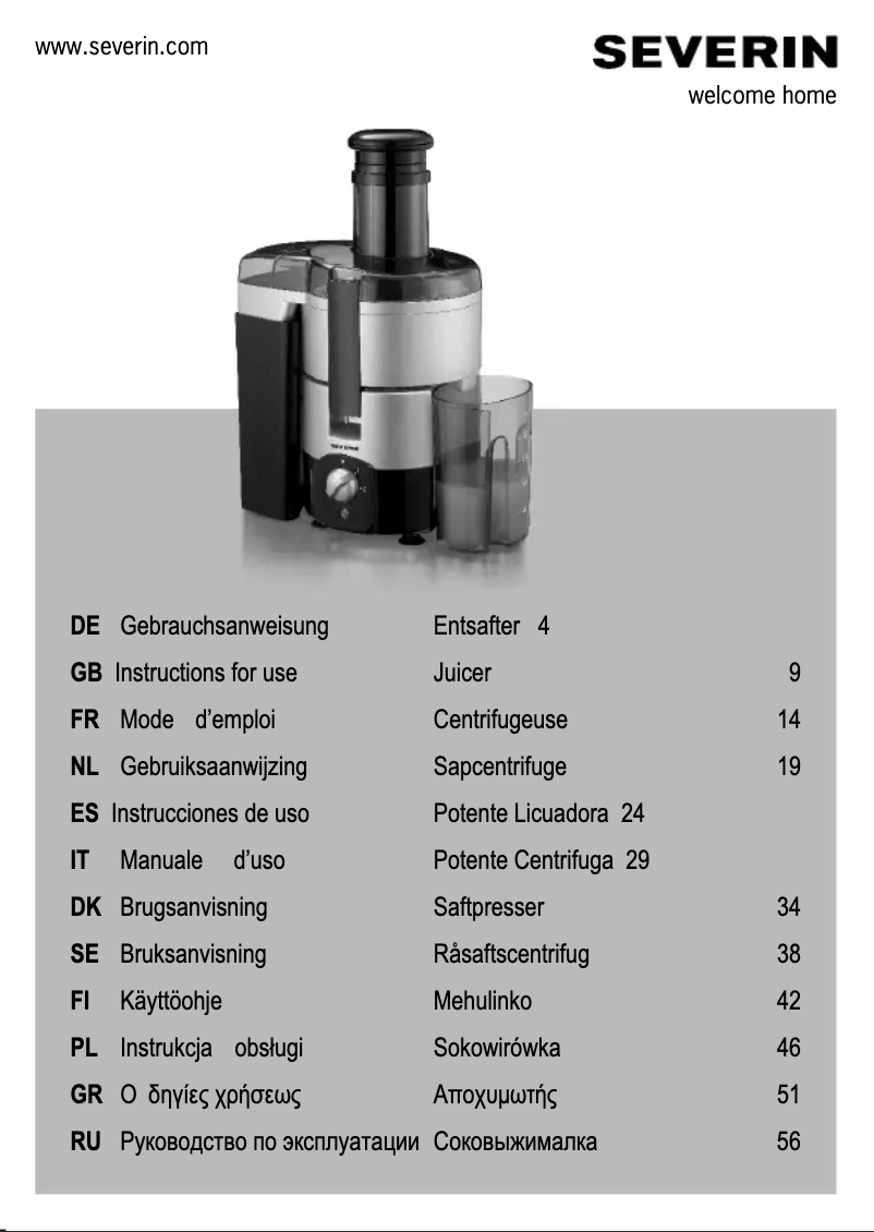 Page 1 de la notice Manuel utilisateur Severin ES 3559