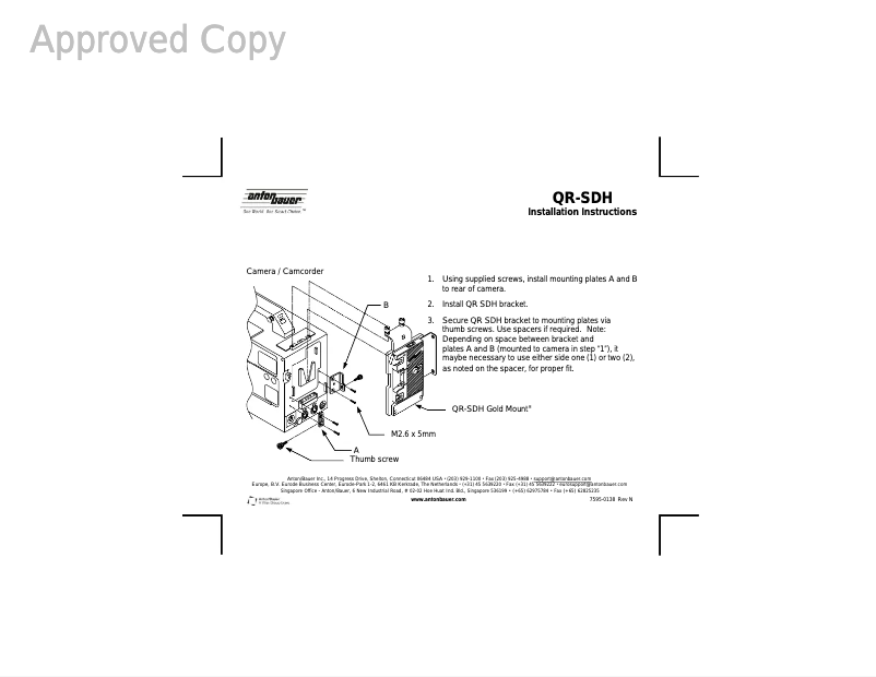 Page 1 de la notice Manuel utilisateur Anton/Bauer QR-SDH