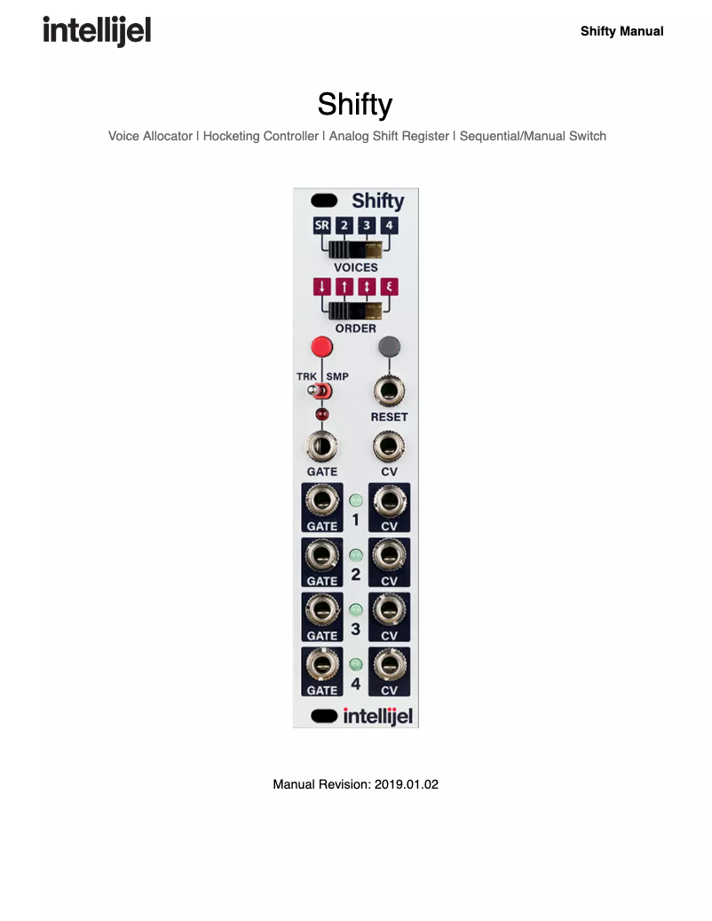 Page 1 de la notice Manuel utilisateur Intellijel Shifty
