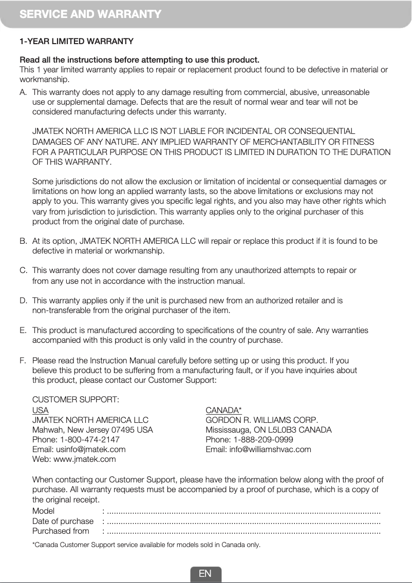 Page n°1 - Informations de garantie Honeywell TC30