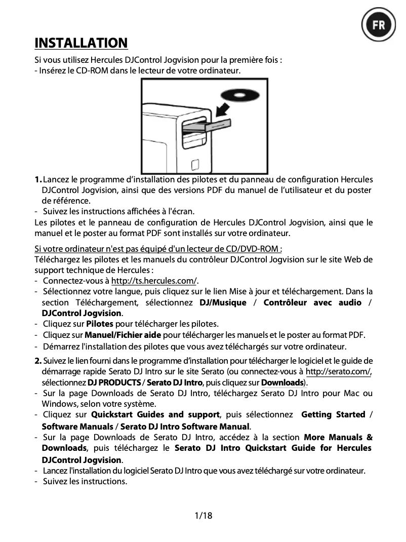 Page n°1 - Mode d'emploi Hercules DJControl Jogvision