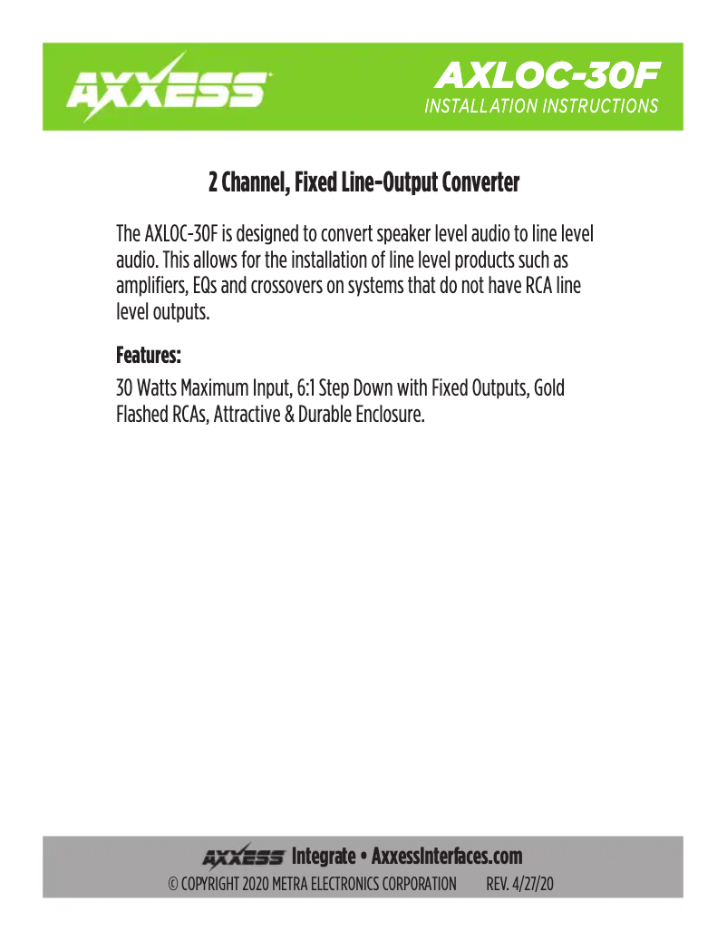 Page 1 de la notice Manuel utilisateur AXESS AXLOC-30F