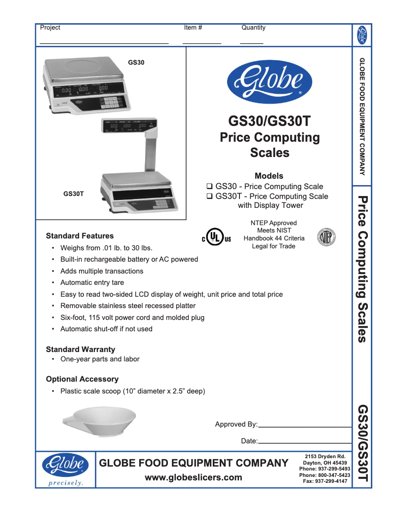 Page n°1 - Manuel utilisateur Globe GS30T