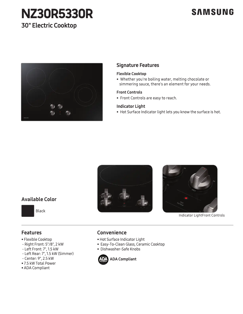 Page n°1 - Fiche technique Samsung NZ30R5330RK