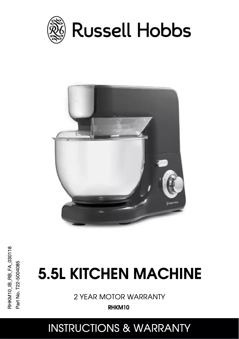 Image de la première page du manuel de l'appareil Kitchen Machine RHKM10