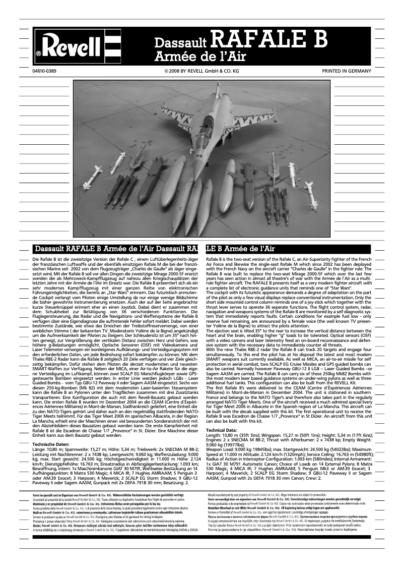 Page n°1 - Manuel utilisateur Revell Rafale B