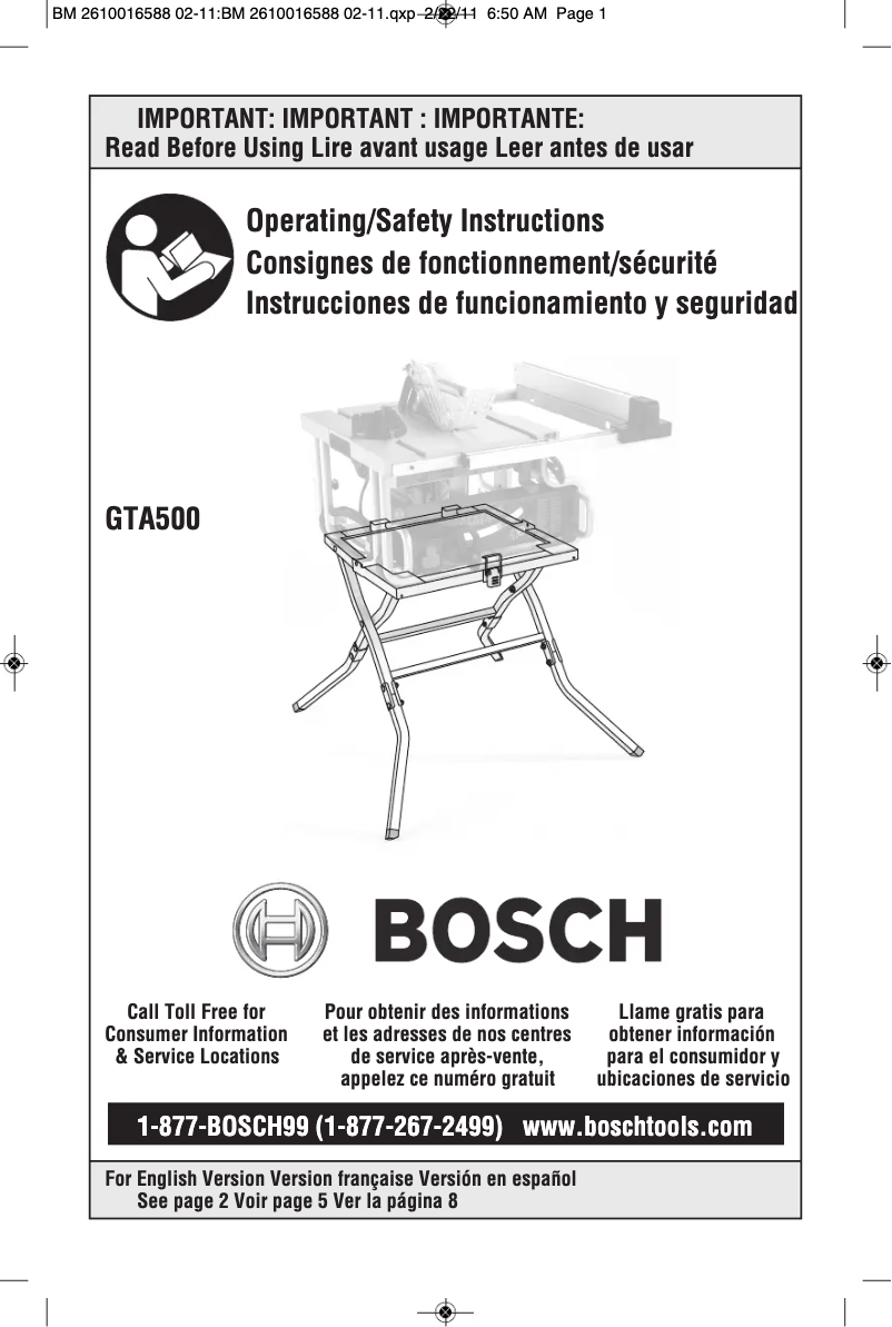 Página 1 del manual Manual de usuario Bosch GTA500