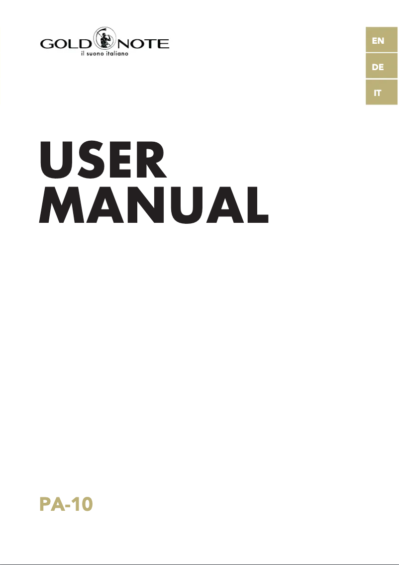 Page n°1 - Manuel utilisateur Gold Note PA-10